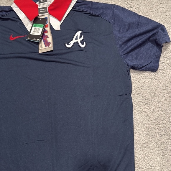 Nike Men's Atlanta Braves MLB Shirts Nike Men's Navy and Red Polo Shirt size XL - Picture 3 of 5